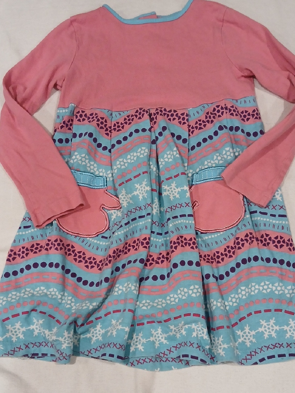 J. Khaki Pink and Light Blue Patterned Long Sleeve Casual Dress